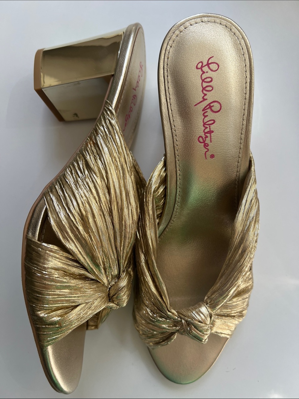 Lilly Pulitzer Gold Knot Slide Sandals - size 8